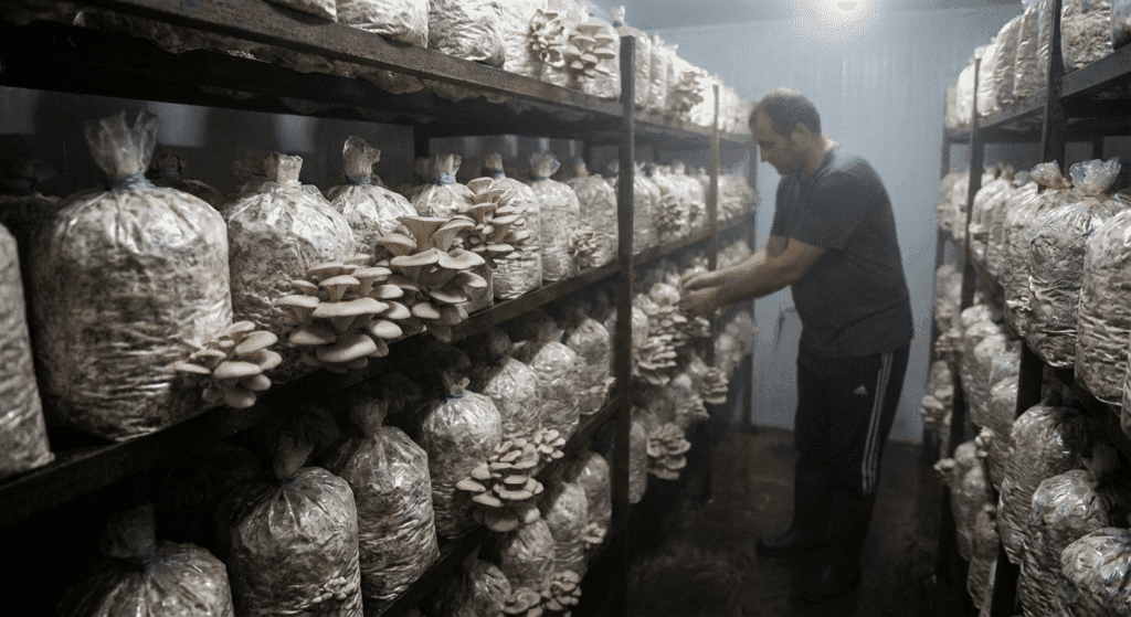 gemini 3 pro image preview nano banana pro a Oyster mushroom cult