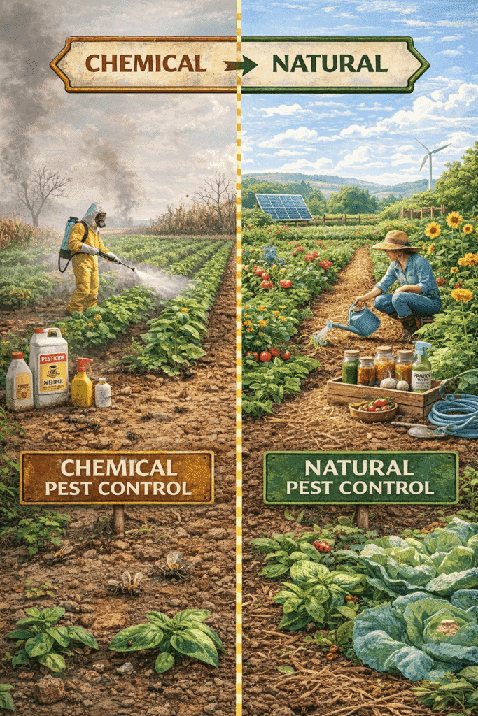 صورة مقارنة بين نظام كيميائي ونظام طبيعي