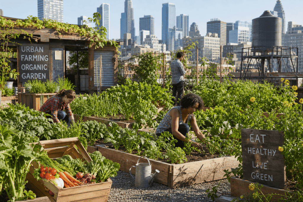 الزراعة الحضرية: كيف تزرع غذاءك فوق سطح منزلك 2 urban farming rooftop organic garden
