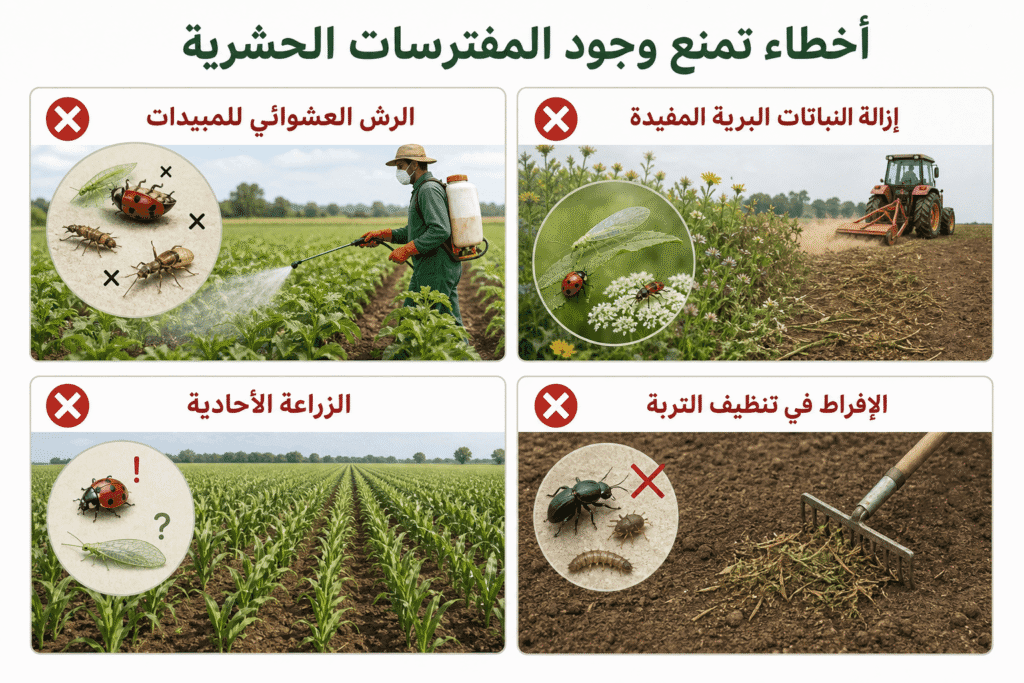 المفترسات الحشرية وفوائدها في مكافحة الآفات 6 أخطاء تمنع وجود المفترسات الحشرية