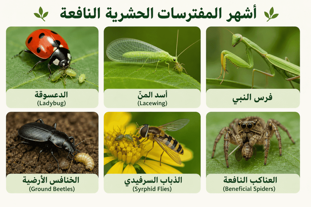 المفترسات الحشرية وفوائدها في مكافحة الآفات 5 أشهر المفترسات الحشرية النافعة