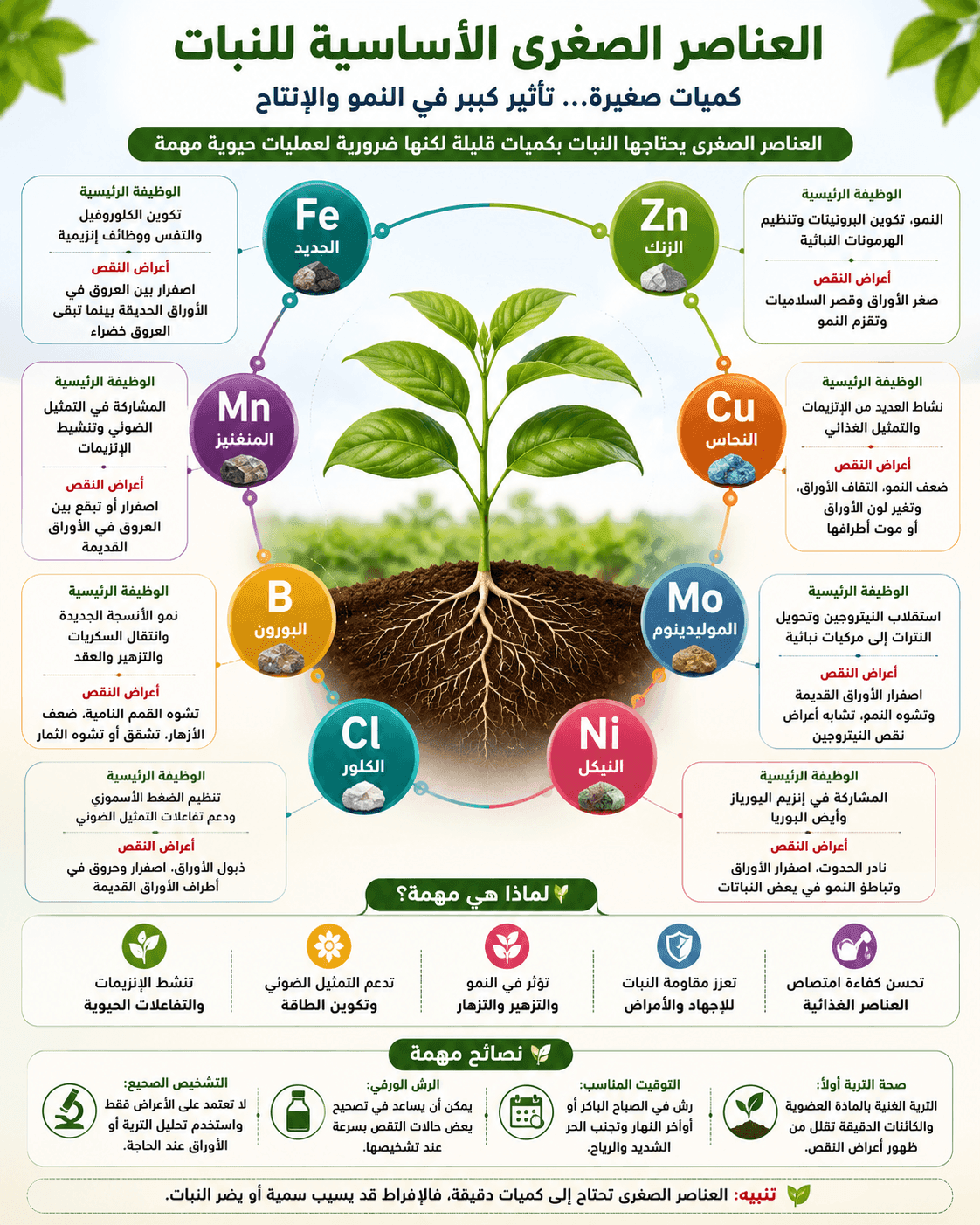 أعراض نقص العناصر الصغرى وعلاجها بالرش العضوي 3 العناصر الصغرى الضرورية لنمو النباتات